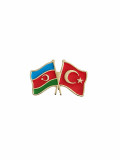 Türkiye & Azerbaycan Bayrak  Metal Yaka Rozeti