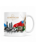 Azerbaycan Odlar Yurdu Panoramik Seramik Kupa