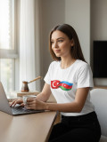 Türkiye & Azerbaycan Kardeşlik Bayrakları Baskılı Beyaz Unisex Tişört