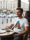 Azerbaycan Temalı 3D “A” Baskılı Unisex  Beyaz Tişört