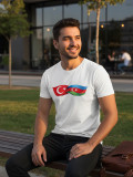 Türkiye & Azerbaycan Kardeşlik Bayrakları Baskılı Beyaz Unisex Tişört