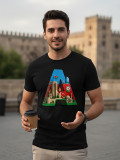 Azerbaycan Temalı 3D “A” Baskılı Unisex  Siyah Tişört