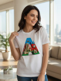 Azerbaycan Temalı 3D “A” Baskılı Unisex  Beyaz Tişört
